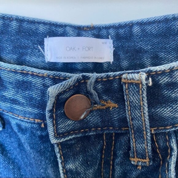 Oak + Fort Wide Leg crop Raw Hem Rigid Jeans Medium - Picture 3 of 9